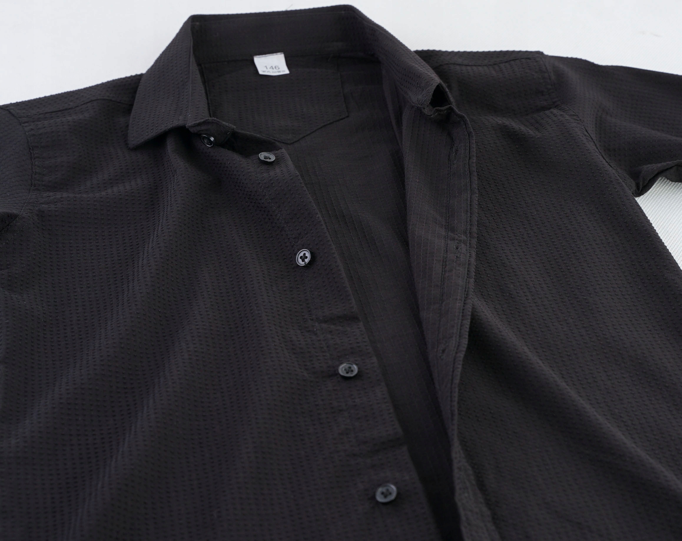 Koszula chłopięca czarna przeszyta długi rękaw bawełniana regular Kada 128 Marka Inna marka