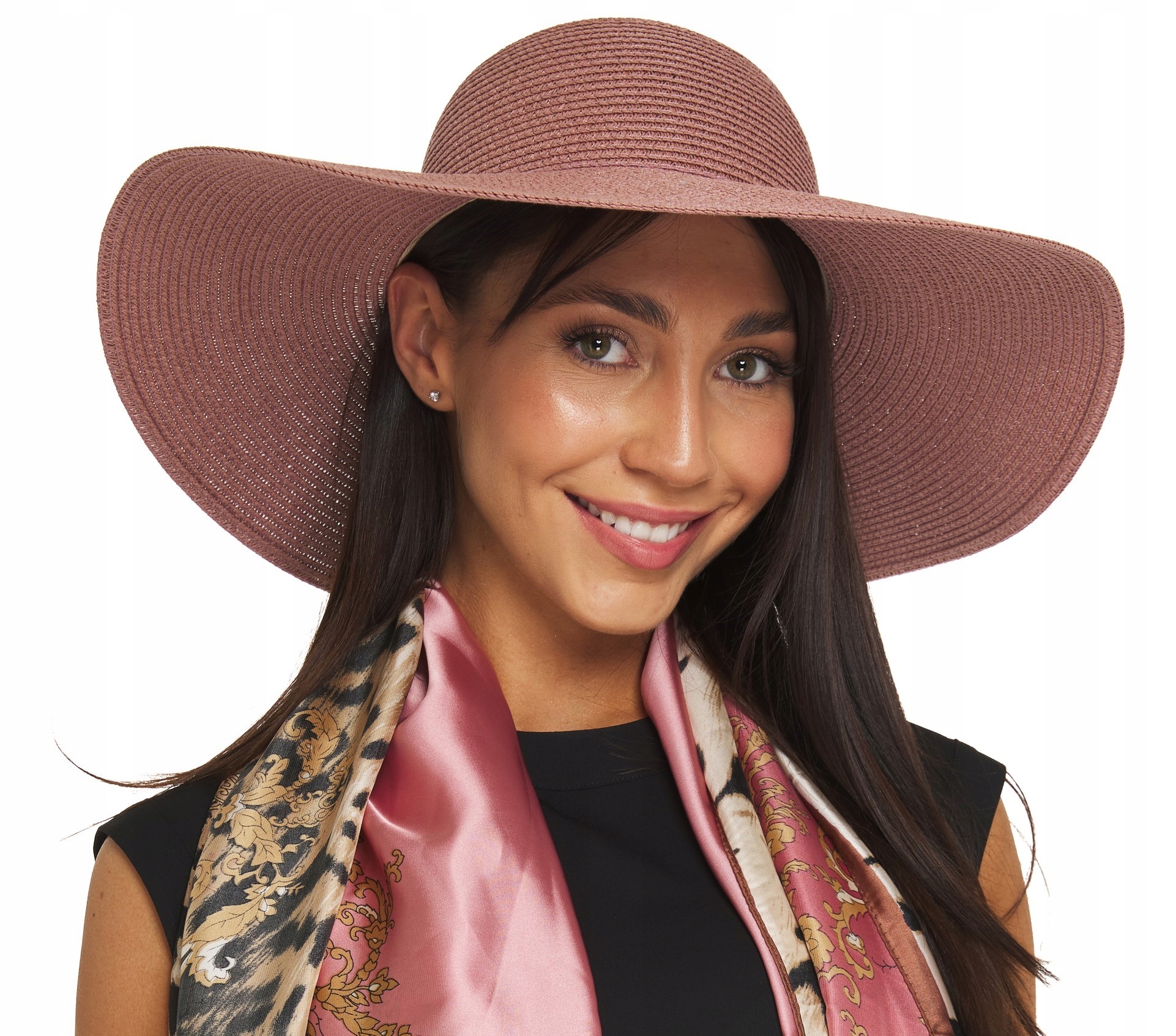 

Kapelusz Słomiany Eko Słoma szerokie rondo pudrowy