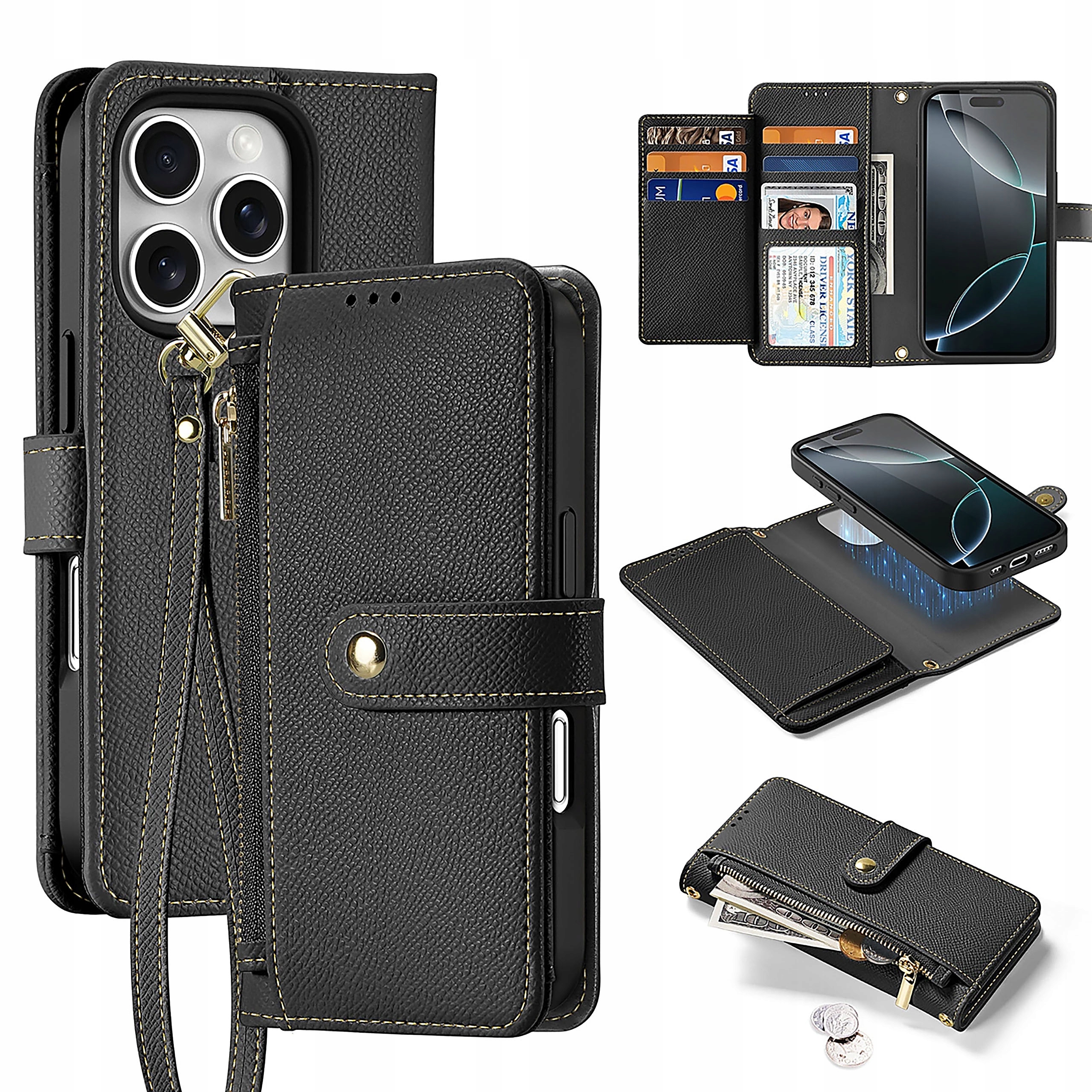 Etui skórzane Dux Ducis Lawa do iPhone 16 Pro Max czarne