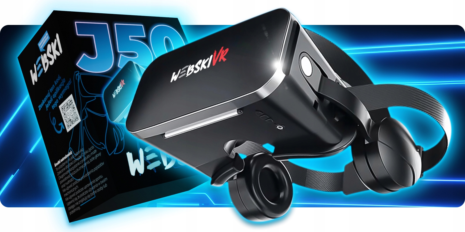 GOGLE VR DO SMARTFONA TELEFONU GIER FILMÓW 360 3D WBUDOWANE SŁUCHAWKI+PILOT Marka Webski