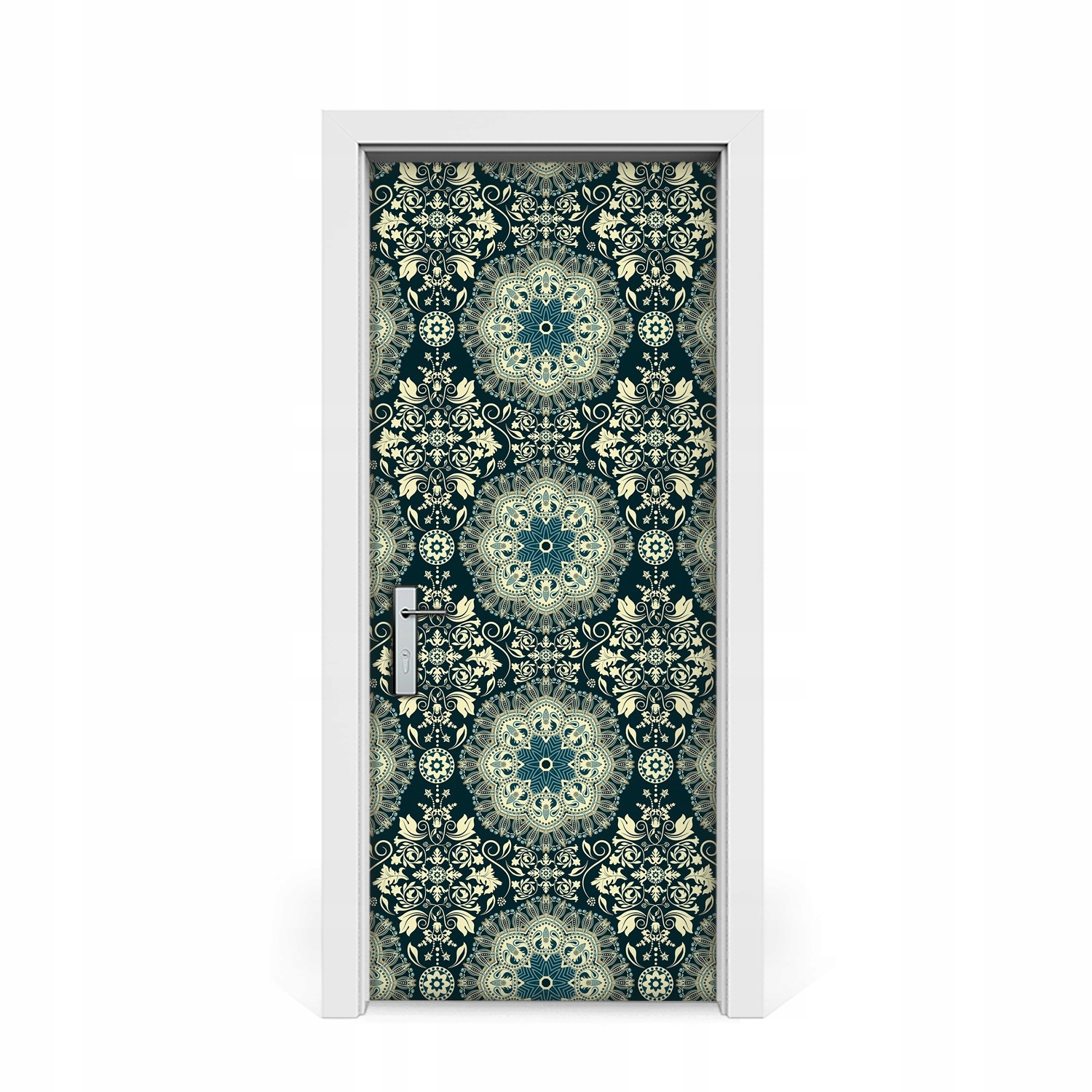 

Naklejka na drzwi Damask zielony i biały 85x205