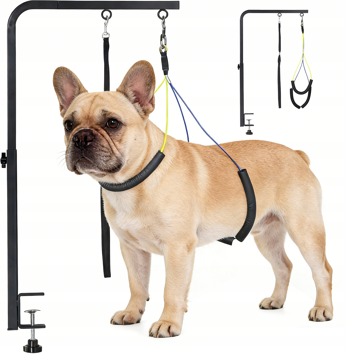 Levně Stůl pro péči o psy s nastavitelnou výškou a 3 klipy na lana 53-78 cm