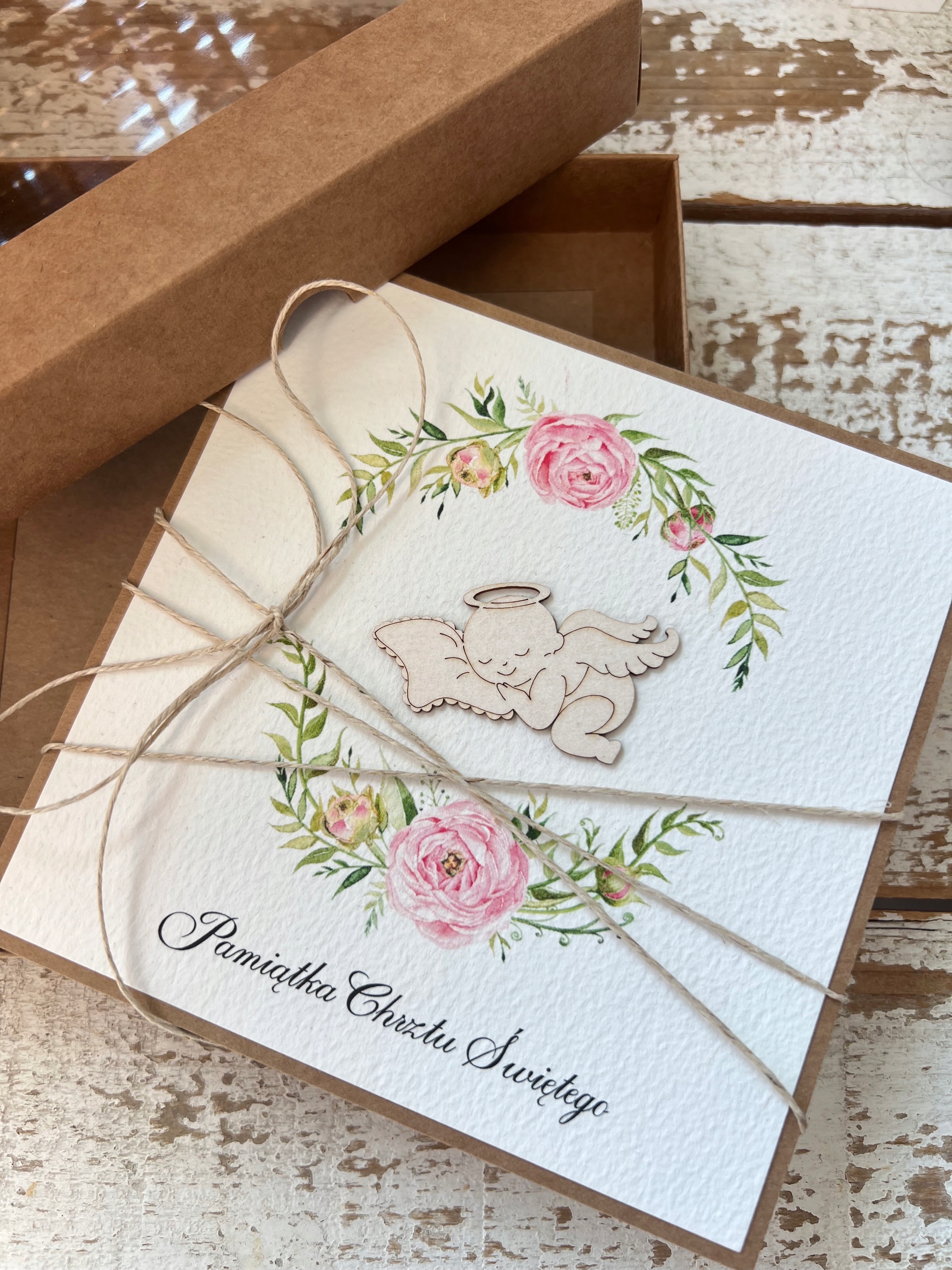 Dárek Ke Křtinám – kartička na křtiny vyrobená ručně s hotovými přáními