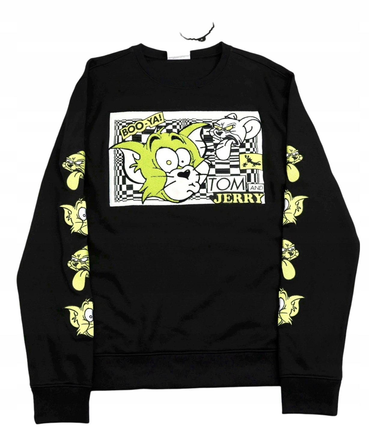 Pánská mikina bez kapuce Tom and Jerry vel. L Kočka Myš Velur Vyšívání Černá