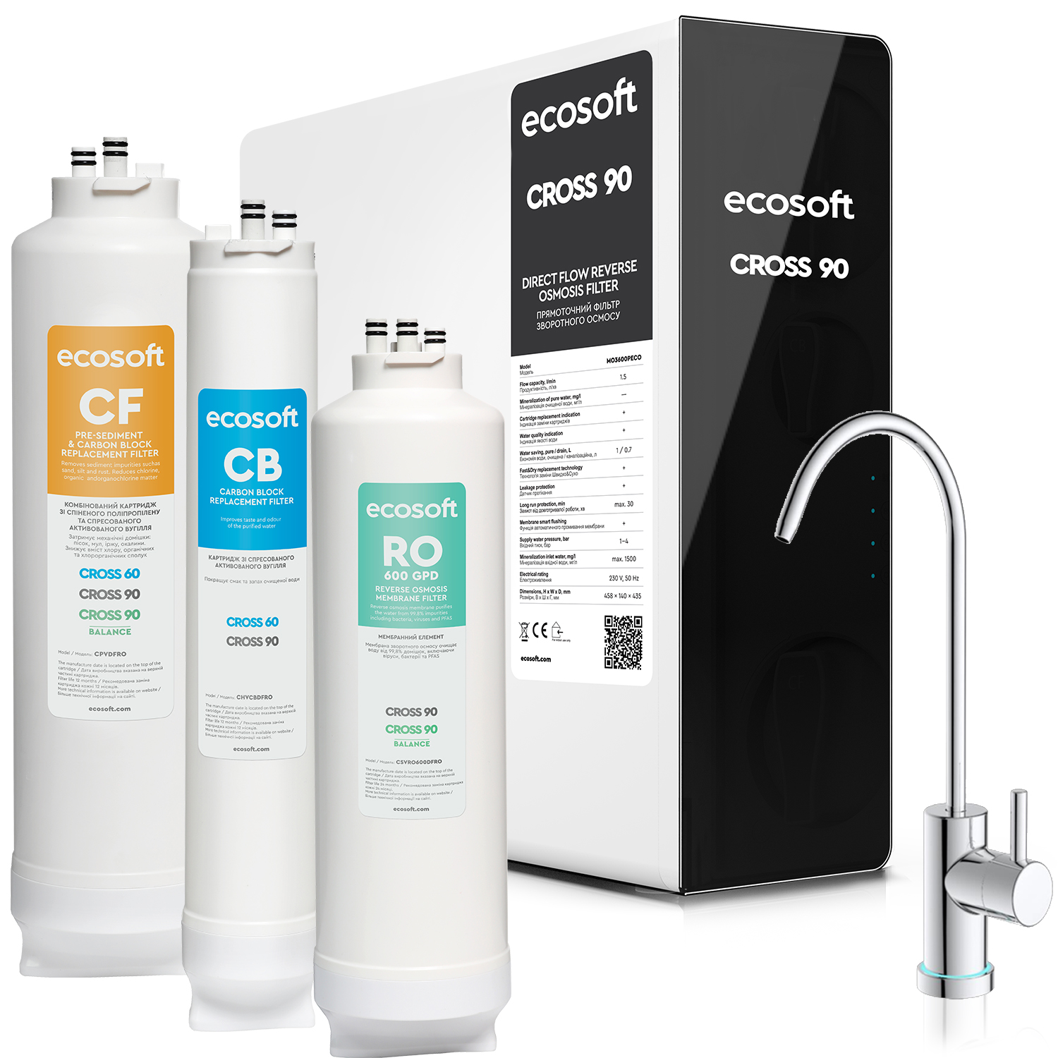 Kompaktní reverzní osmóza Ecosoft Cross 90 Mineralizátor Bonus