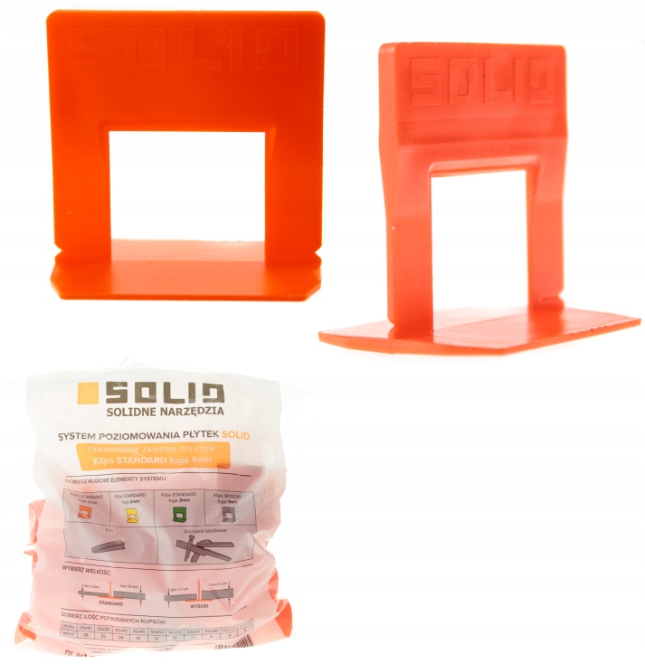 

System Poziomowania Płytek Solid Klipsy 1mm 100szt