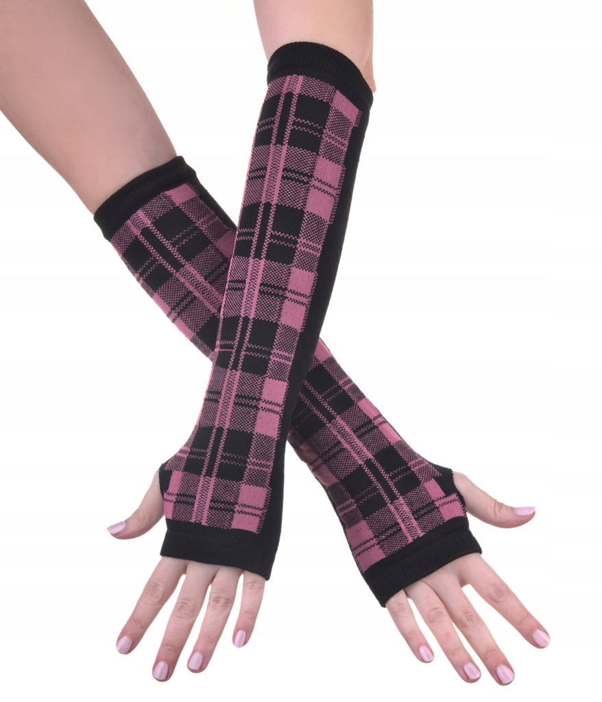 

Rękawiczki Bez Palców Długie Mitenki kratka