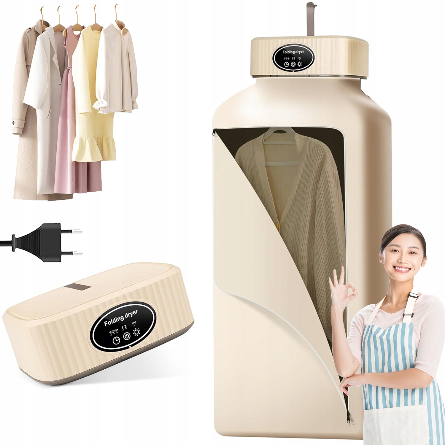 Levně Přenosná Skládací Sušák Na Prádlo 600 W S Funkcí Sterilizace Uv Teplem