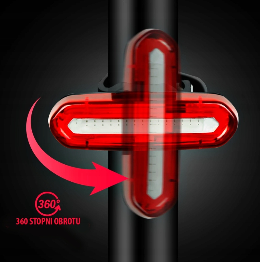 LAMPKA ROWEROWA TYLNA LED COB USB MOCNA 15H 120LM LAMPA TYŁ TRYBY Model AG20740