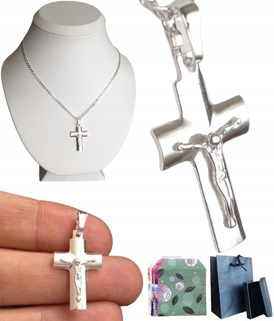 Łańcuszek srebrny męski pancerka,krzyżyk z Jezusem