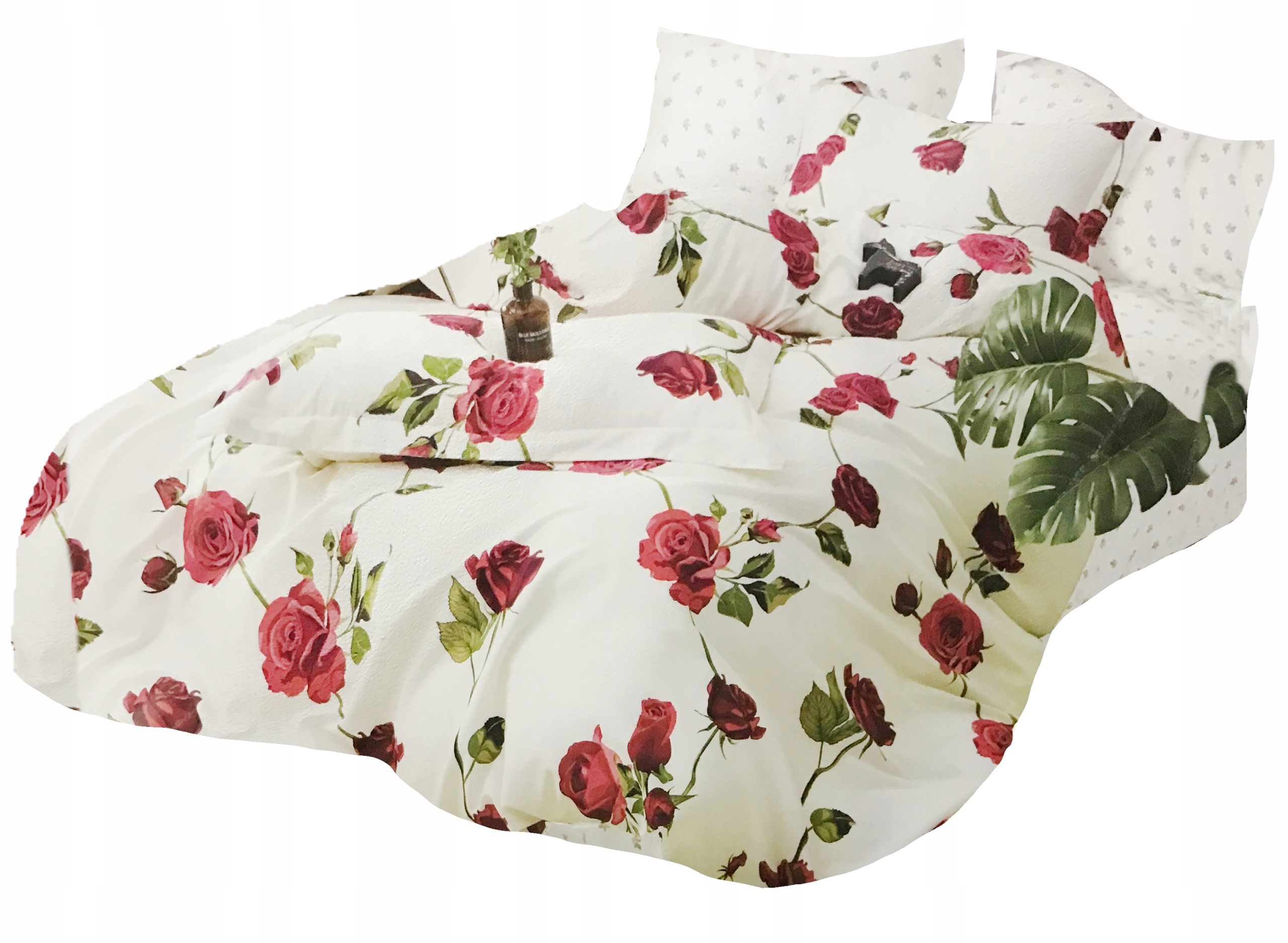 Povlečení 160X200 Bavlna Saténová 2 Povlaky 70X80 Sada Povlečení Růže