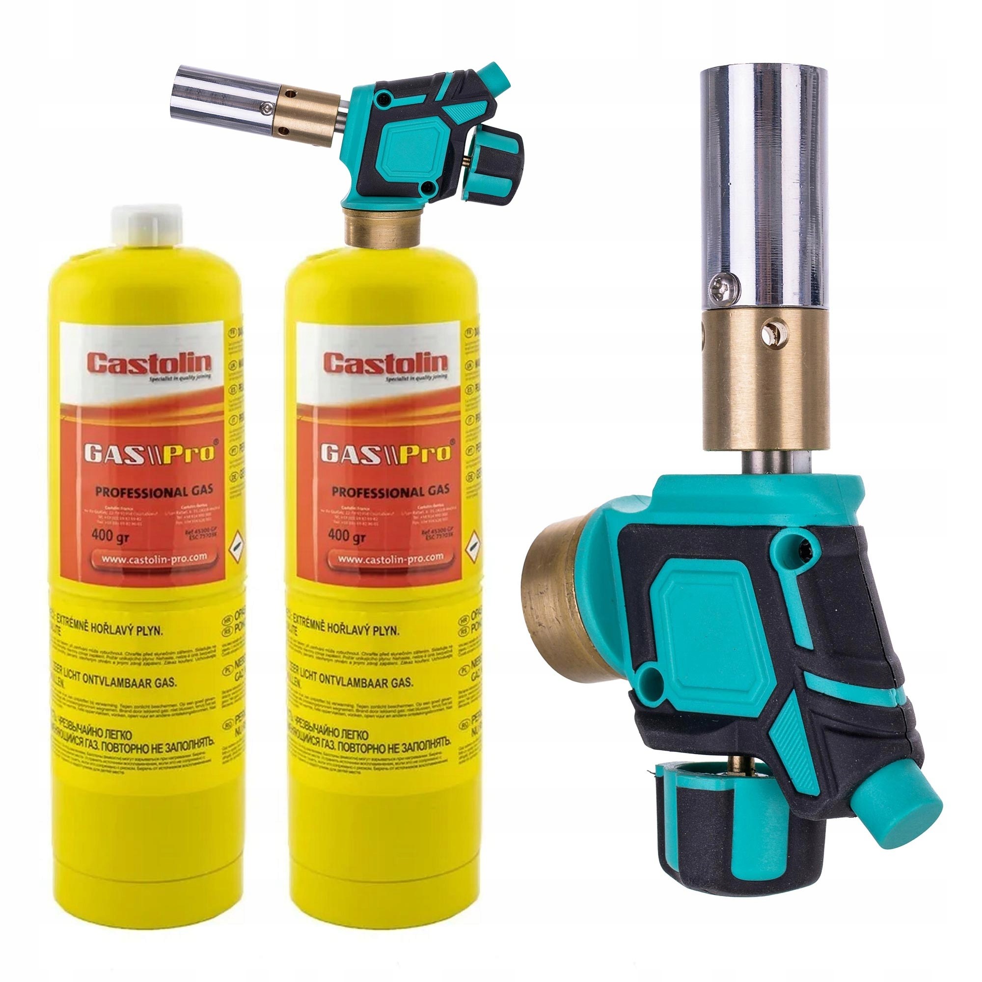 Plynový hořák Mapp Propan pro pájení a ohřev Piezo 2x láhev Castolin