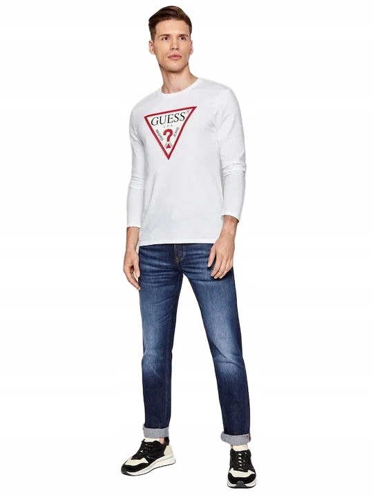 Guess Tričko Pánské S Dlouhým Rukávem Bílé vel. XL