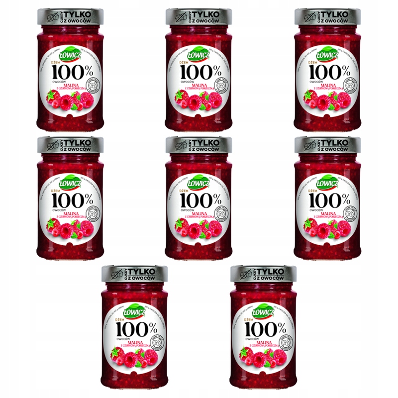 Łowicz Džem 100% z plodů malina, červený rybíz 210 g X8