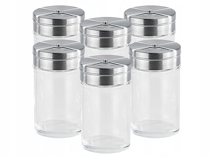 Zestaw 6 szklanych pojemników na przyprawy
