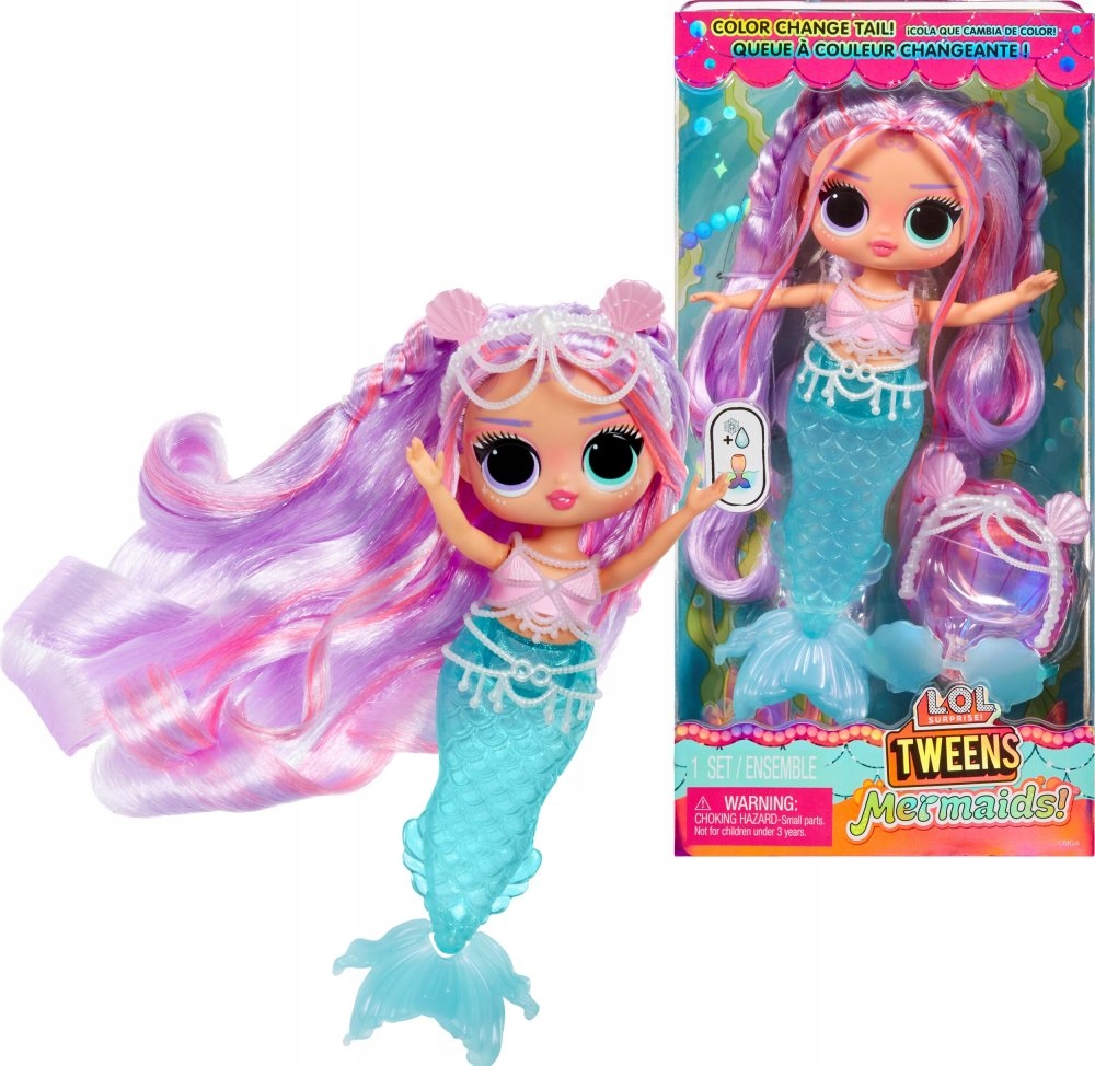 LOL Lalka Tweens Mermaid Lana Marine SURPRISE Syrena Color Change AKCESORIA