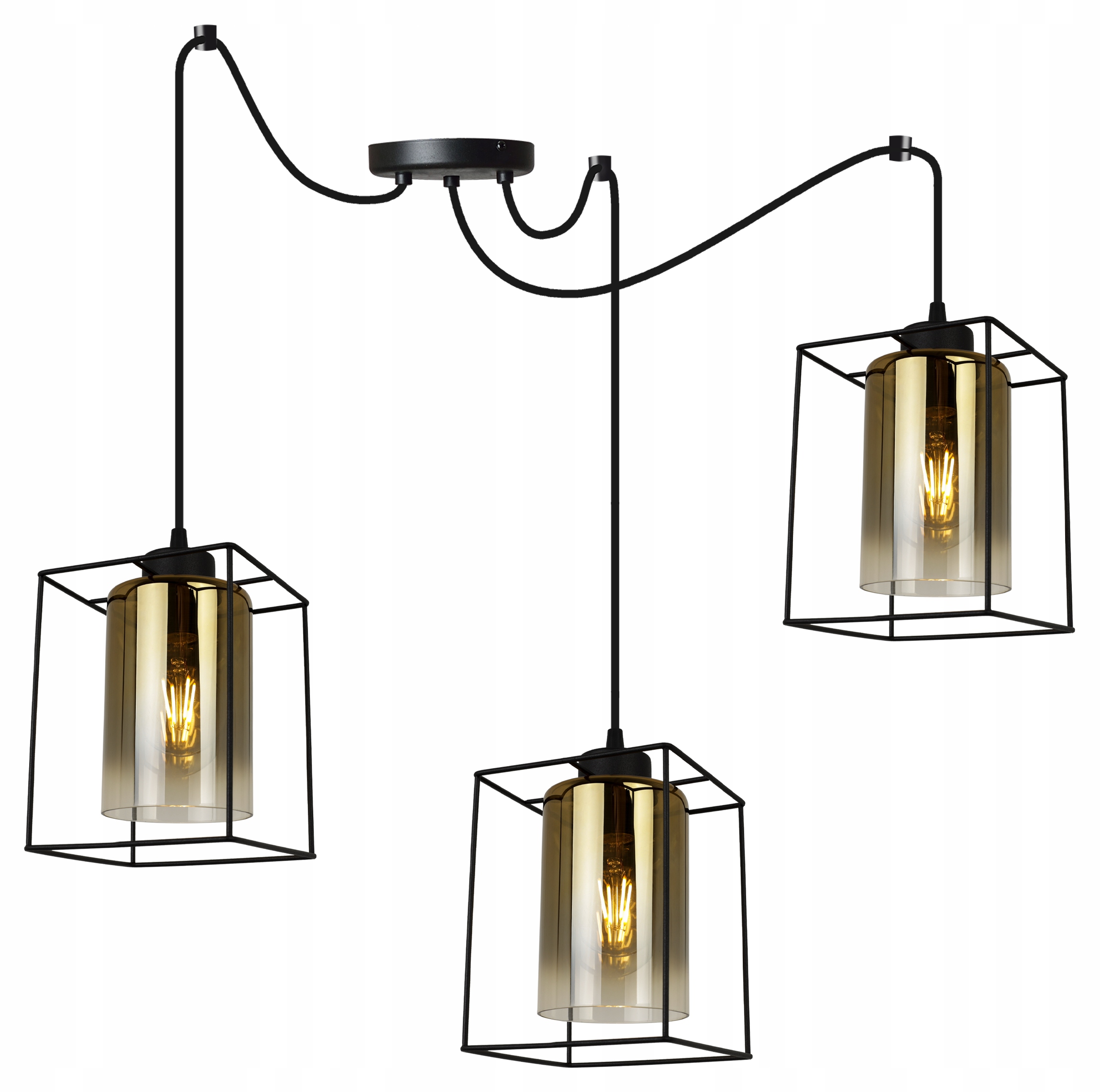 Závěsné Stropní Svítidlo Lustr Pavouk Trojitá Elegantní Skleněná Lampa