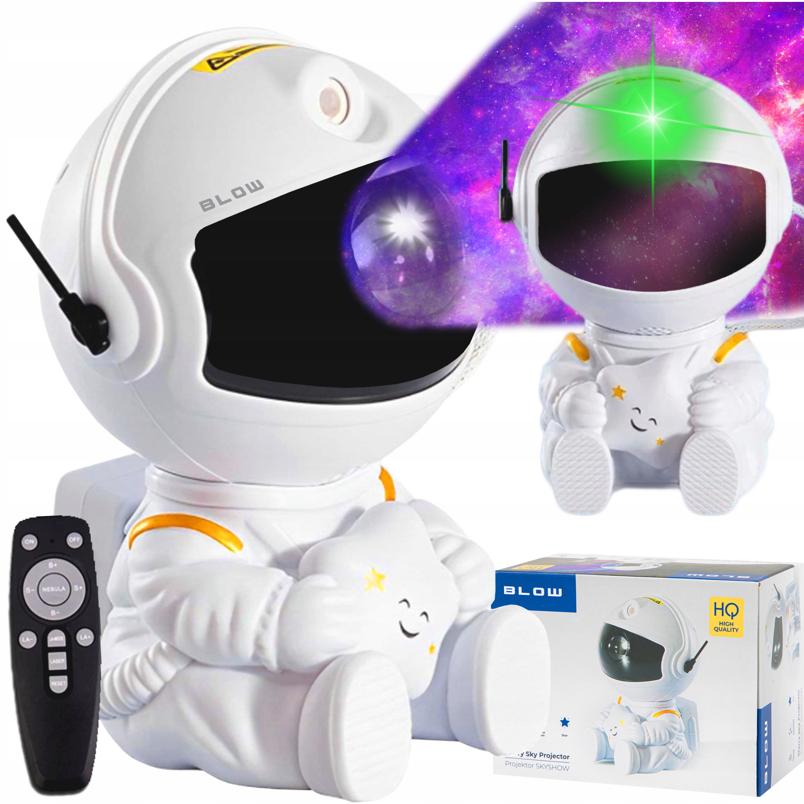 PROJEKTOR GWIAZD RZUTNIK LASEROWY ASTRONAUTA LAMPKA NOCNA DLA DZIECI PILOT