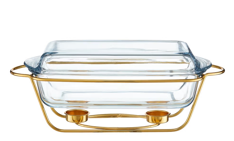 NACZYNIE ŻAROODPORNE Z PODRZEWACZEM 3,9L ZŁOTY