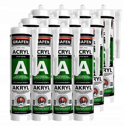

12 x Akryl biały Uszczelniacz Akrylowy Grafen uni