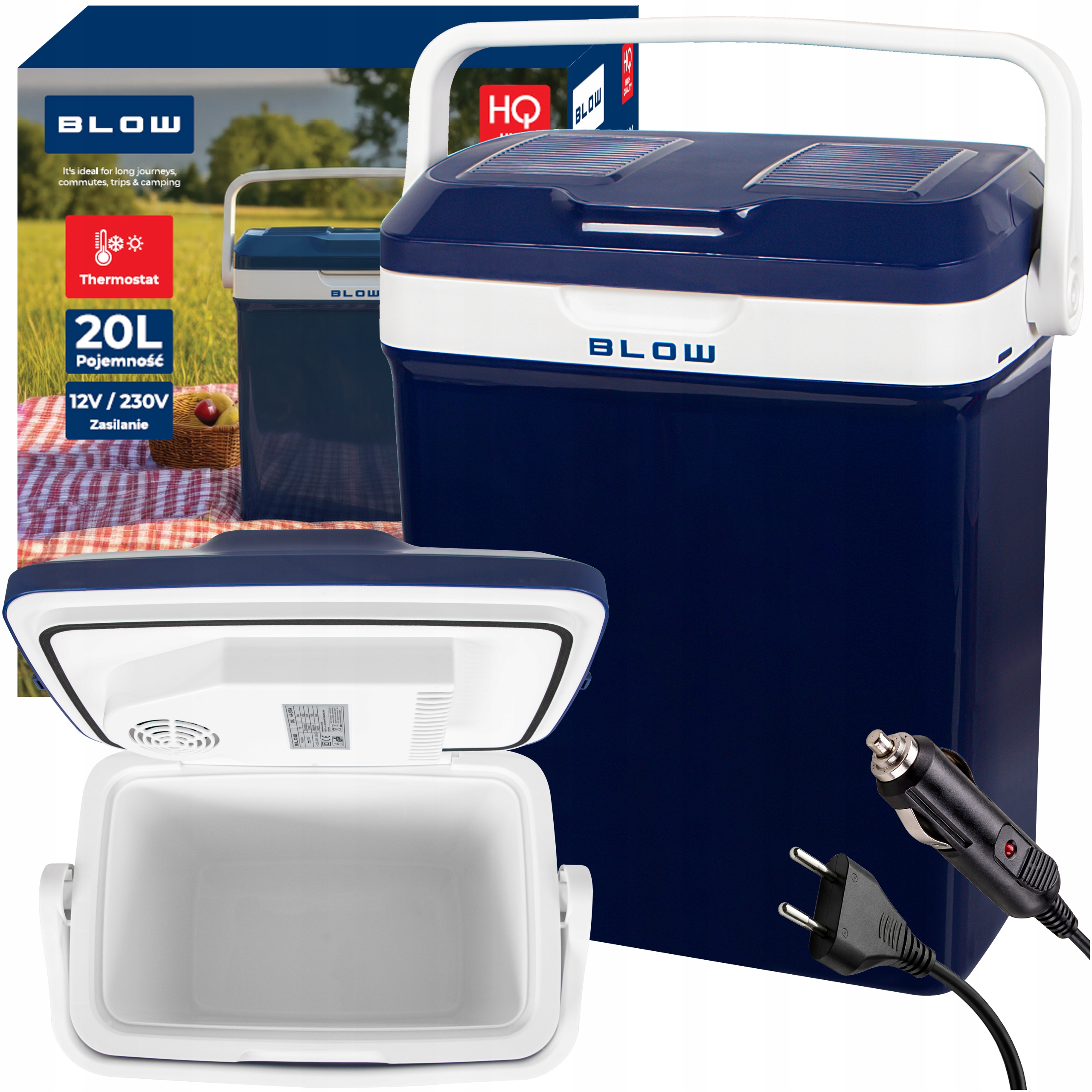 Lodówka Turystyczna Przenośna Samochodowa 12V 230V Z Funkcją Grzania 20L