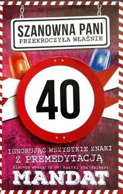 

Karnet na 40 Urodziny kartka Koperta mandat
