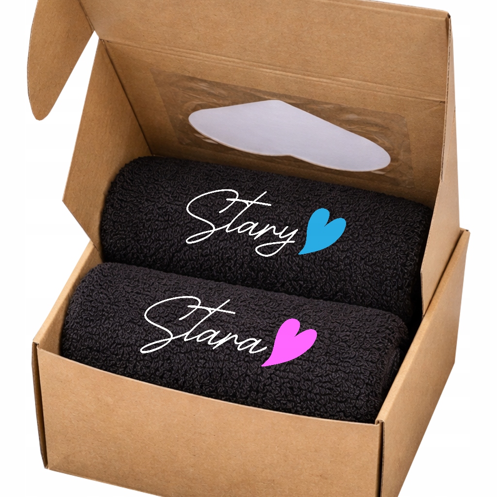 Sada ručníků 50x100 s výšivkou pro pár Výročí Dárek Stará černá