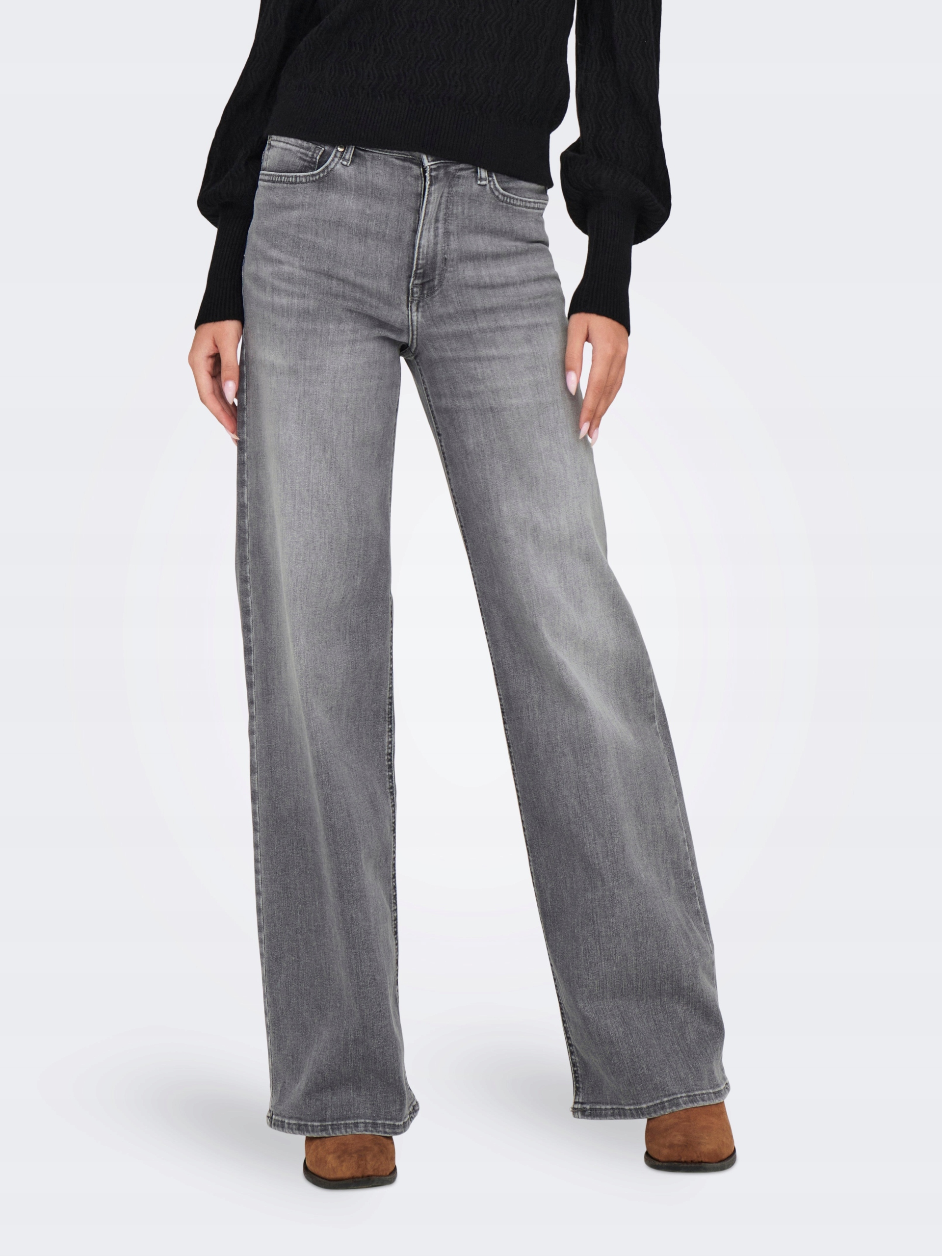 Only Šedé Džíny Mom Jeans S Oděrkami, Dlouhé L/30 6_C