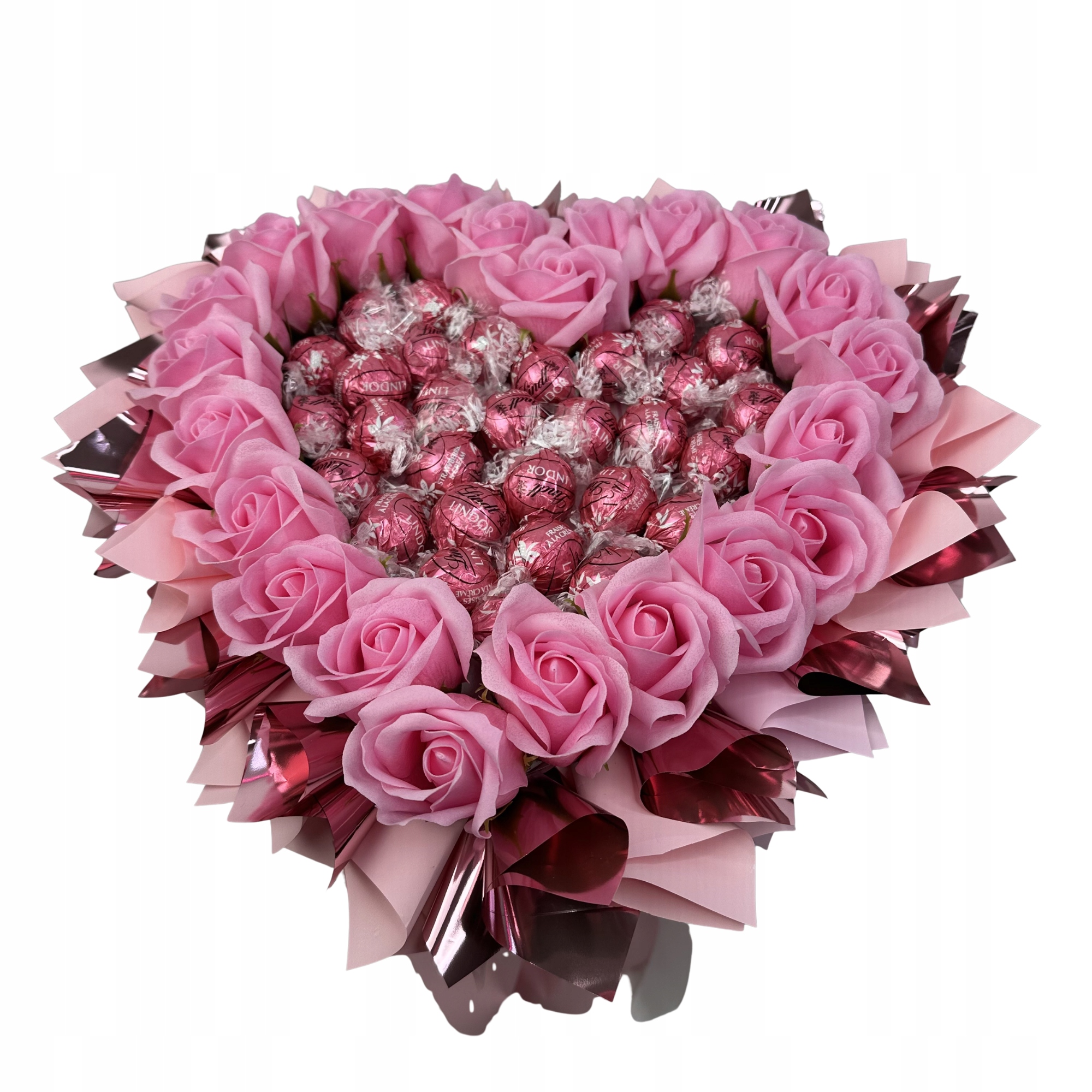 Zestaw Prezentowy Bukiet Serce Róż Lindt Dzień Kobiet Matki Rocznica 18 30