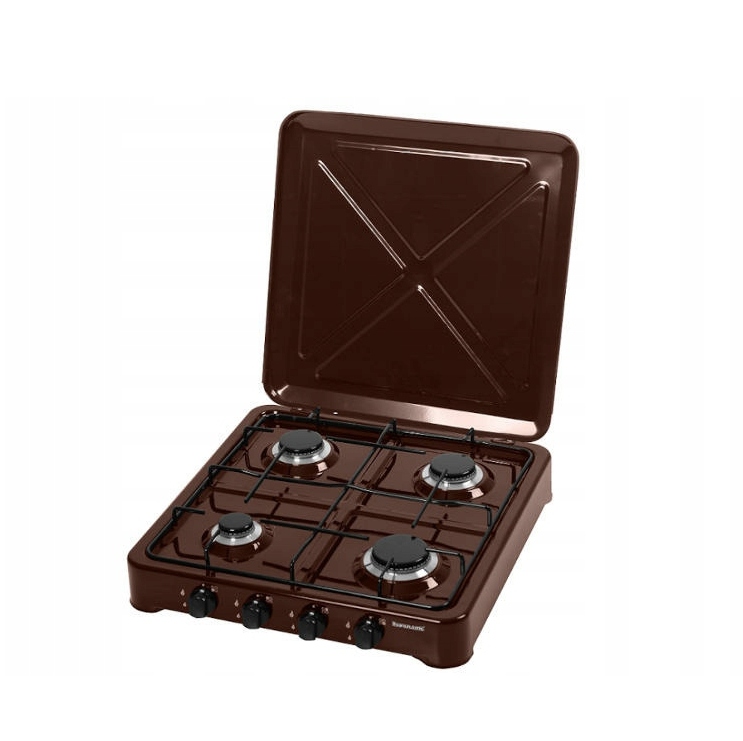 4-plotýnkový nastavitelný plynový sporák Ravanson K-04BR (hnědý)