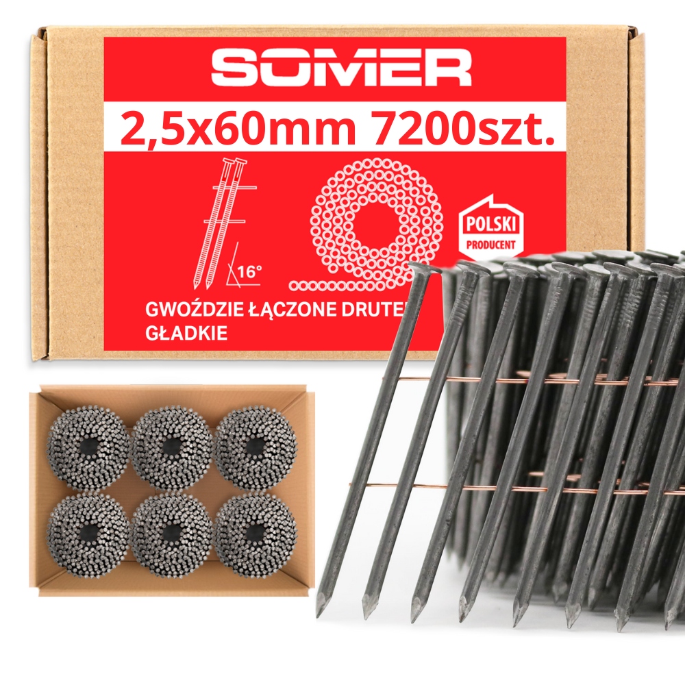 Hřebíky Do Bubnové Hřebíkovačky 2,5/60 G 7200 Ks Velká Kompatibilita