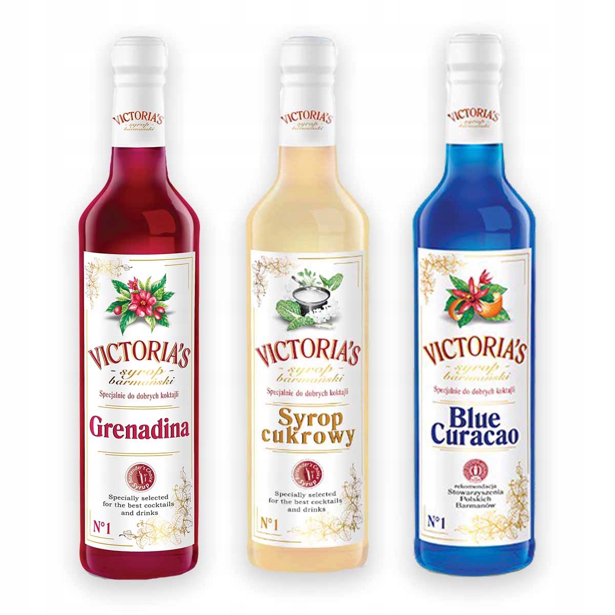 Levně Victorias's Barmanské sirupy Blue Curacao, Cukrový, Grenadina 490 ml x 3