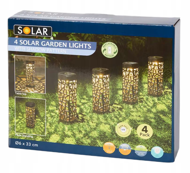 

Lampa solarna wbijana Solar czarna 33 cm 4 szt.