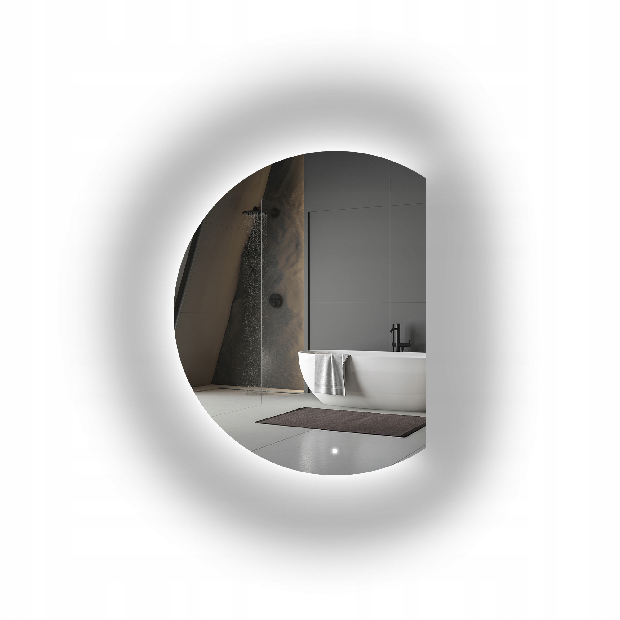 Zrcadlo s kulatým zkoseným bokem a Led podsvícením Koło fi 70