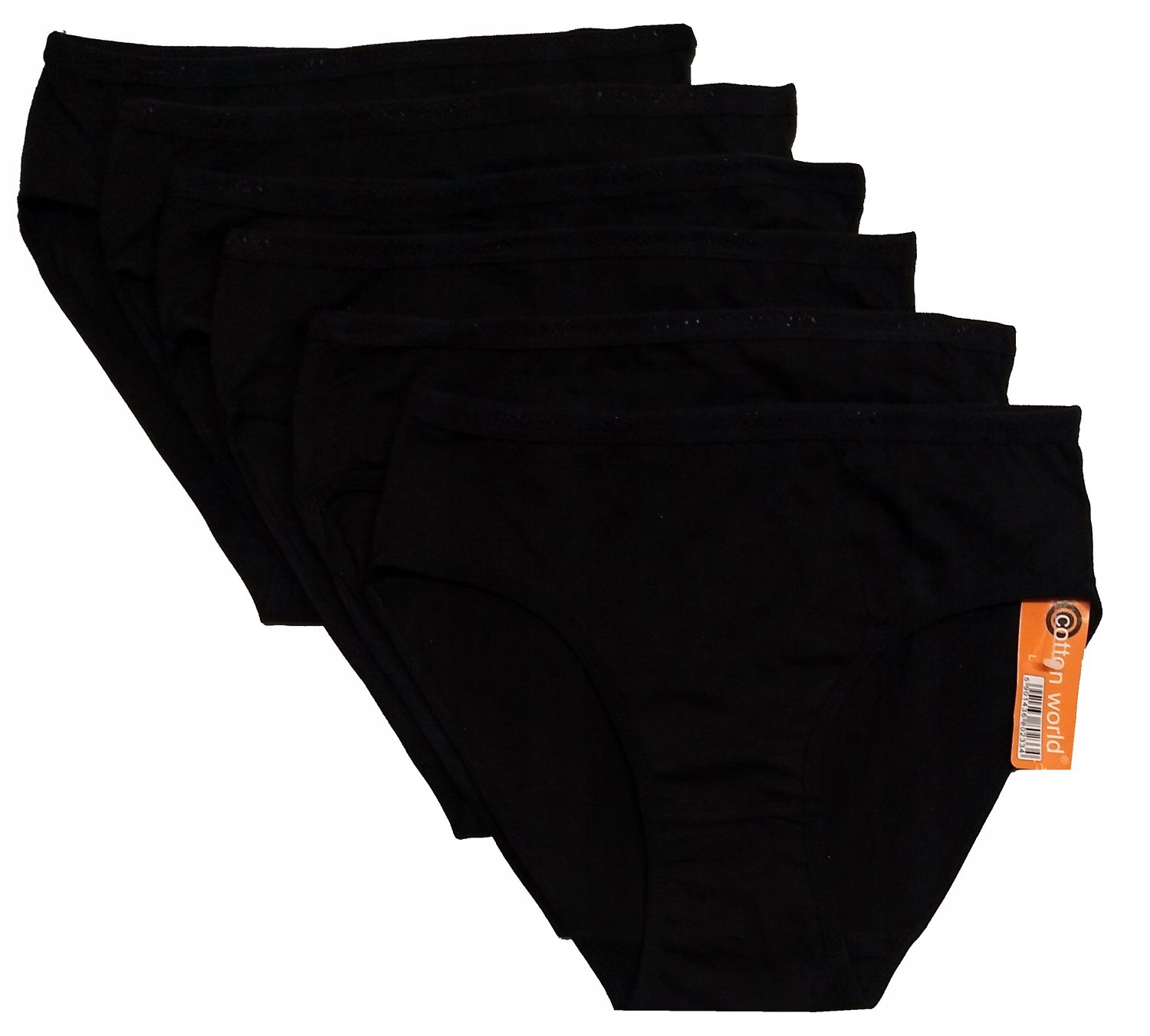 

6x Majtki Figi Czarne damskie Wysokie bawełna- 3XL