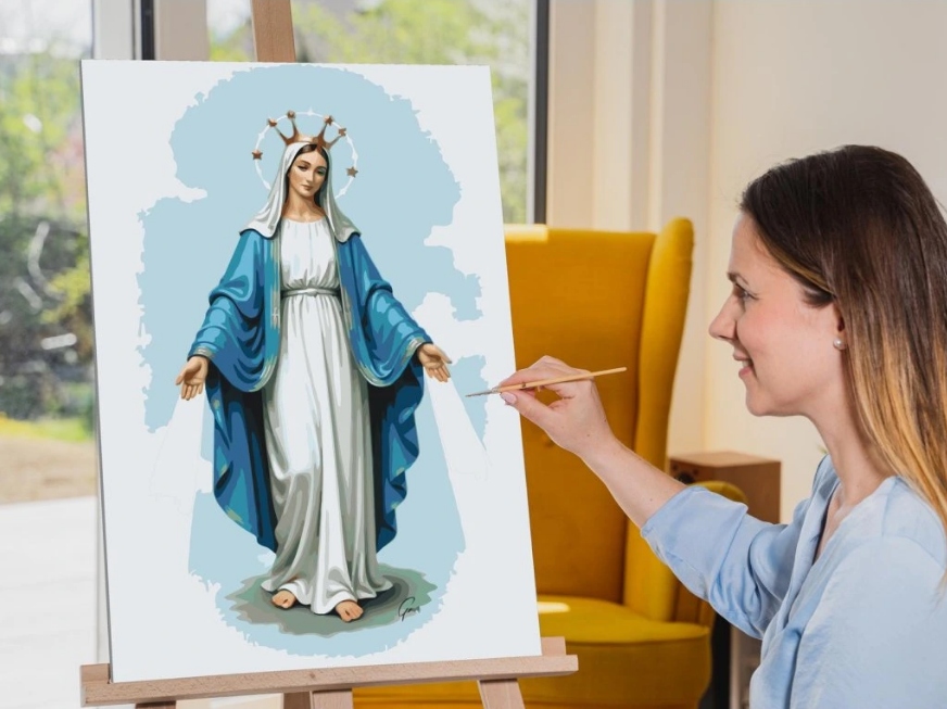 Malování Podle Čísel Náboženský Ježíš Maria Portrét Madona Velký 40x60 cm