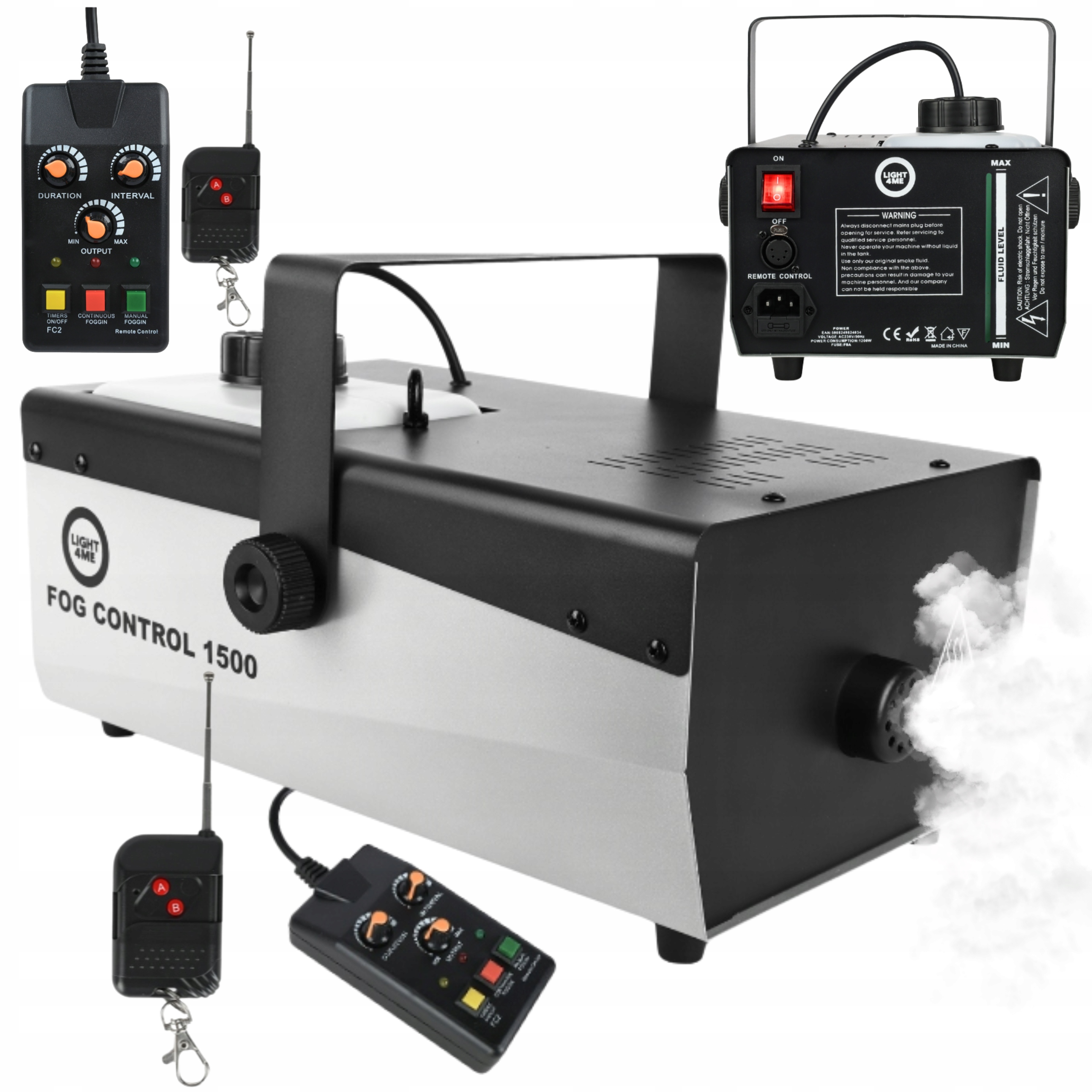 Výrobník Kouře, Mlha, Výkonný LIGHT4ME Fog Control 1500W Časovač Dálkové Ovládání