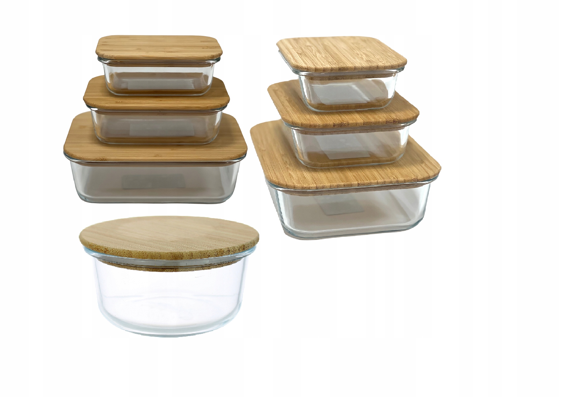 

Szklane pojemniki z bambusową pokrywką-Prostokątne