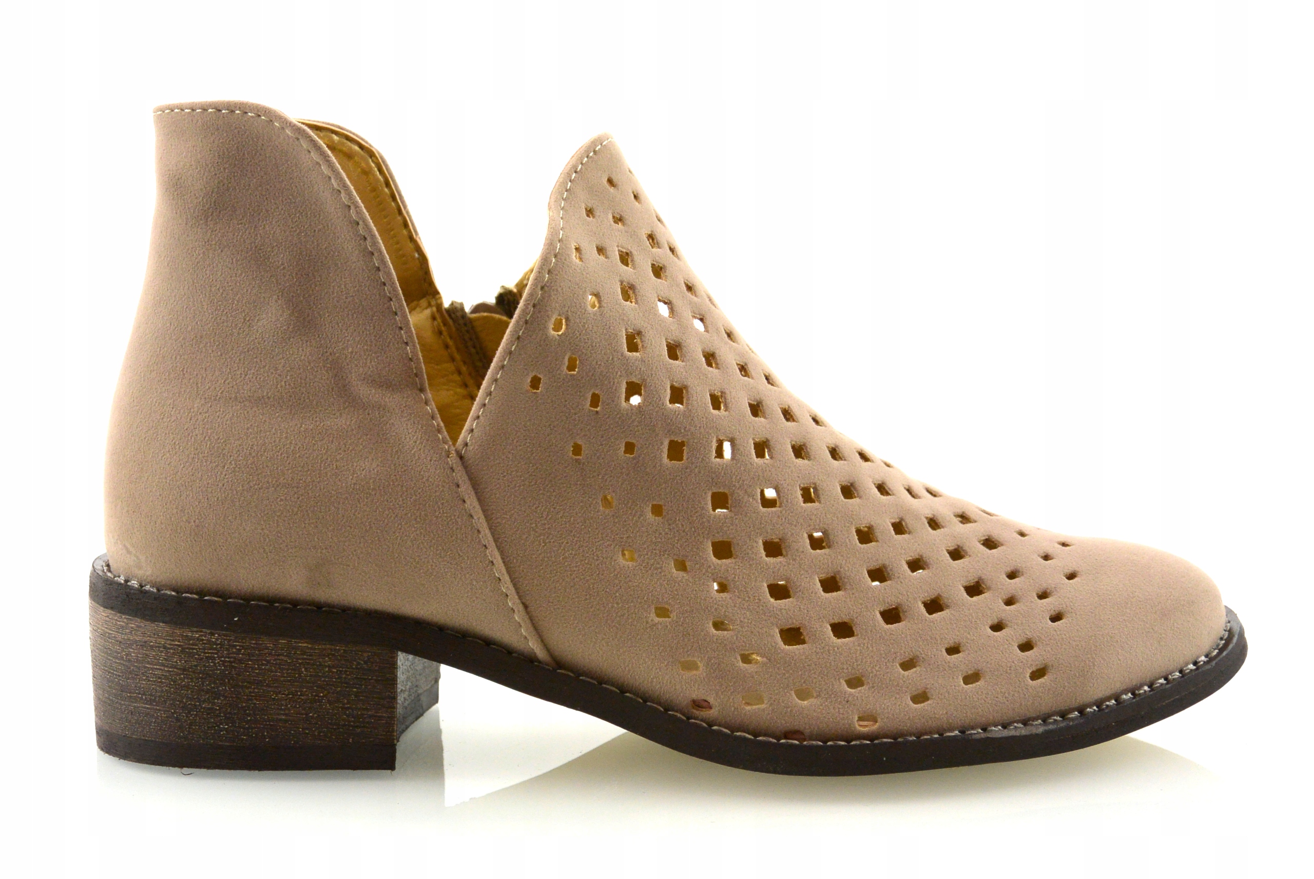 Polské Béžové Ažurové Kotníkové Boty Jarní A Podzimní 37