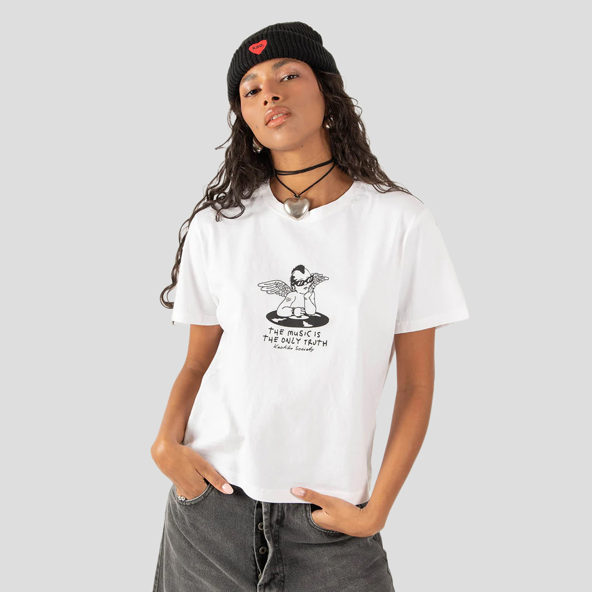 Tričko Kaotiko Washed Punk Angel M, Bílá, Městské