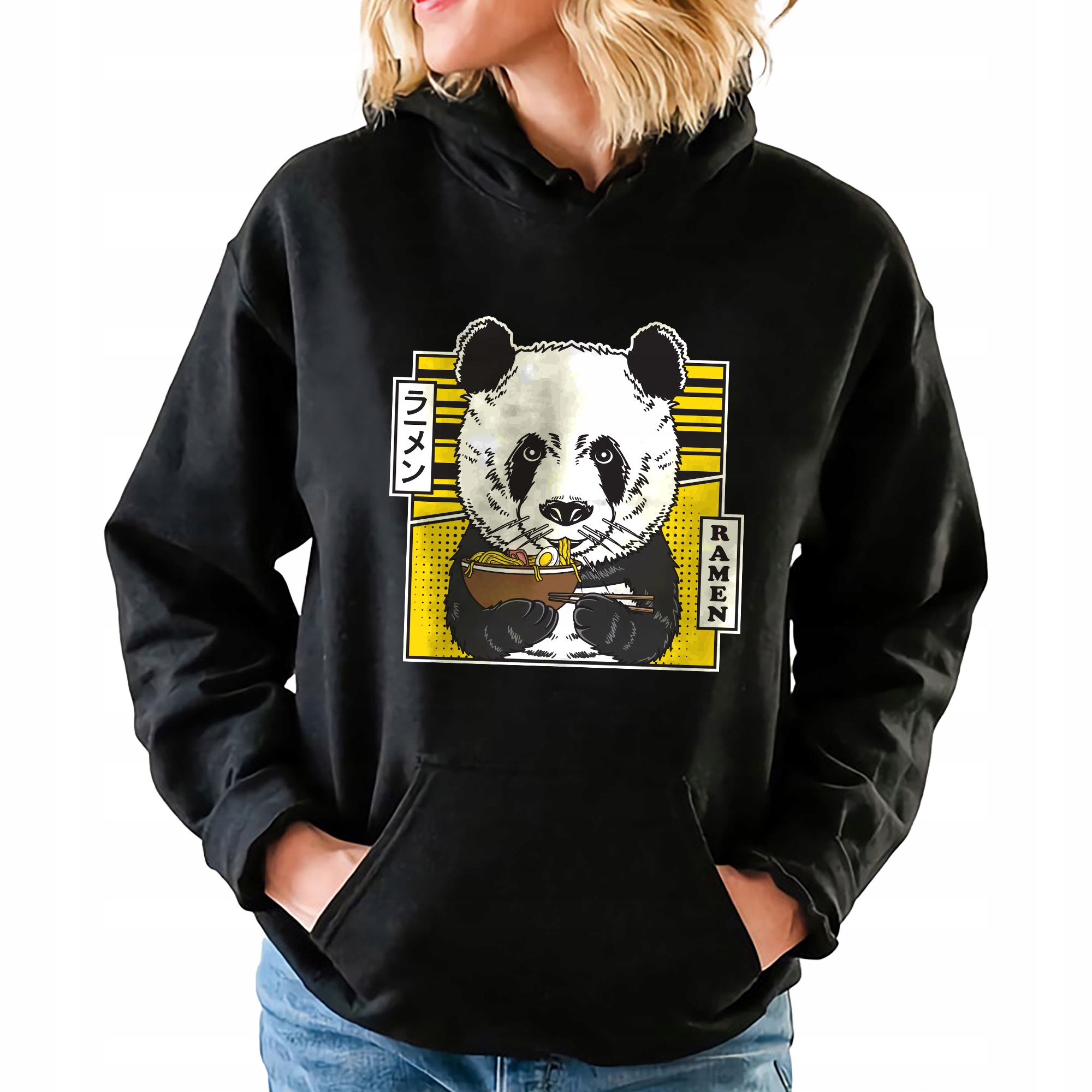 Mikina S Kapucí Panda Ramen Japonské Anime Kawaii Vzory Velikost XL
