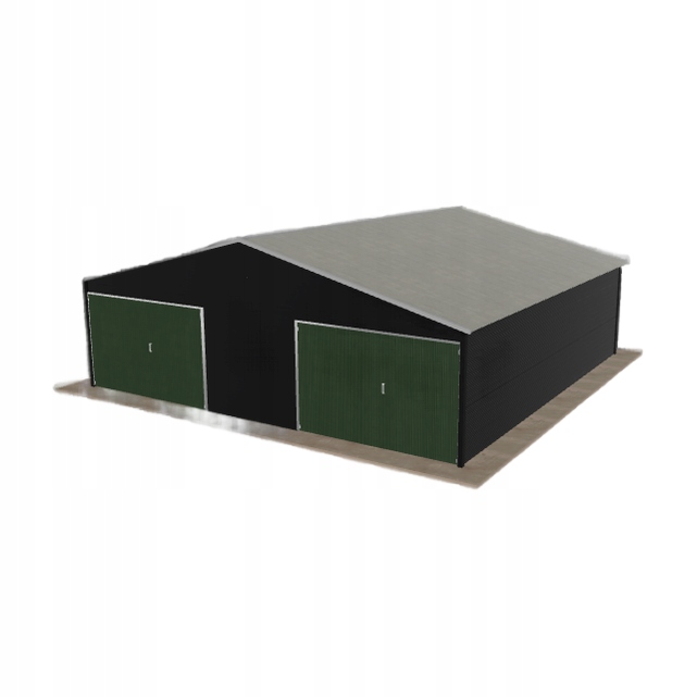 Plechová garáž 8x8 m dvoupolohová, dvoupolohová, černá
