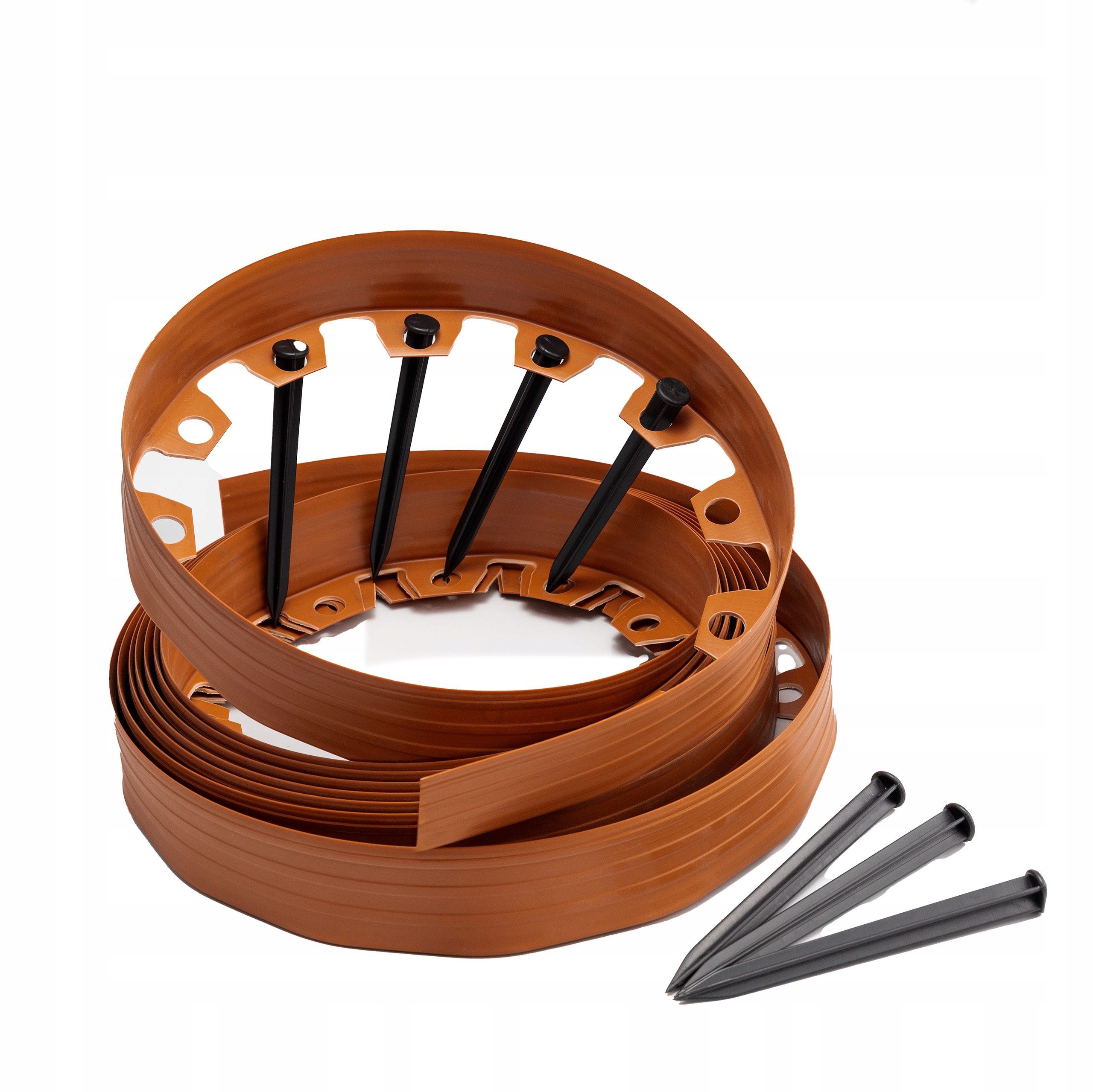 Obrzeże ogrodowe trawnikowe tworzywo sztuczne 30m jasny brązowy 6cm kotwy