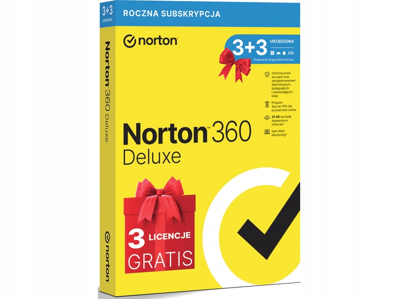 Antywirus Norton 360 Deluxe 25GB 6 Urządzeń 1 Rok Kod aktywacyjny