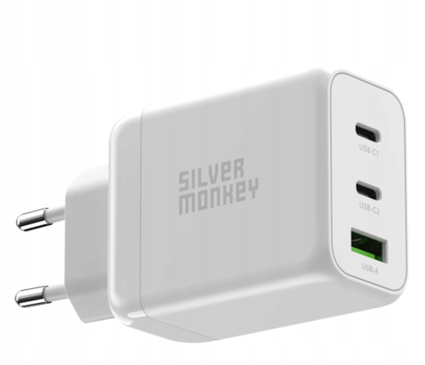 Ładowarka Silver Monkey Ładowarka sieciowa Gan 65W Usb C Pd Usb A Qc 3.0