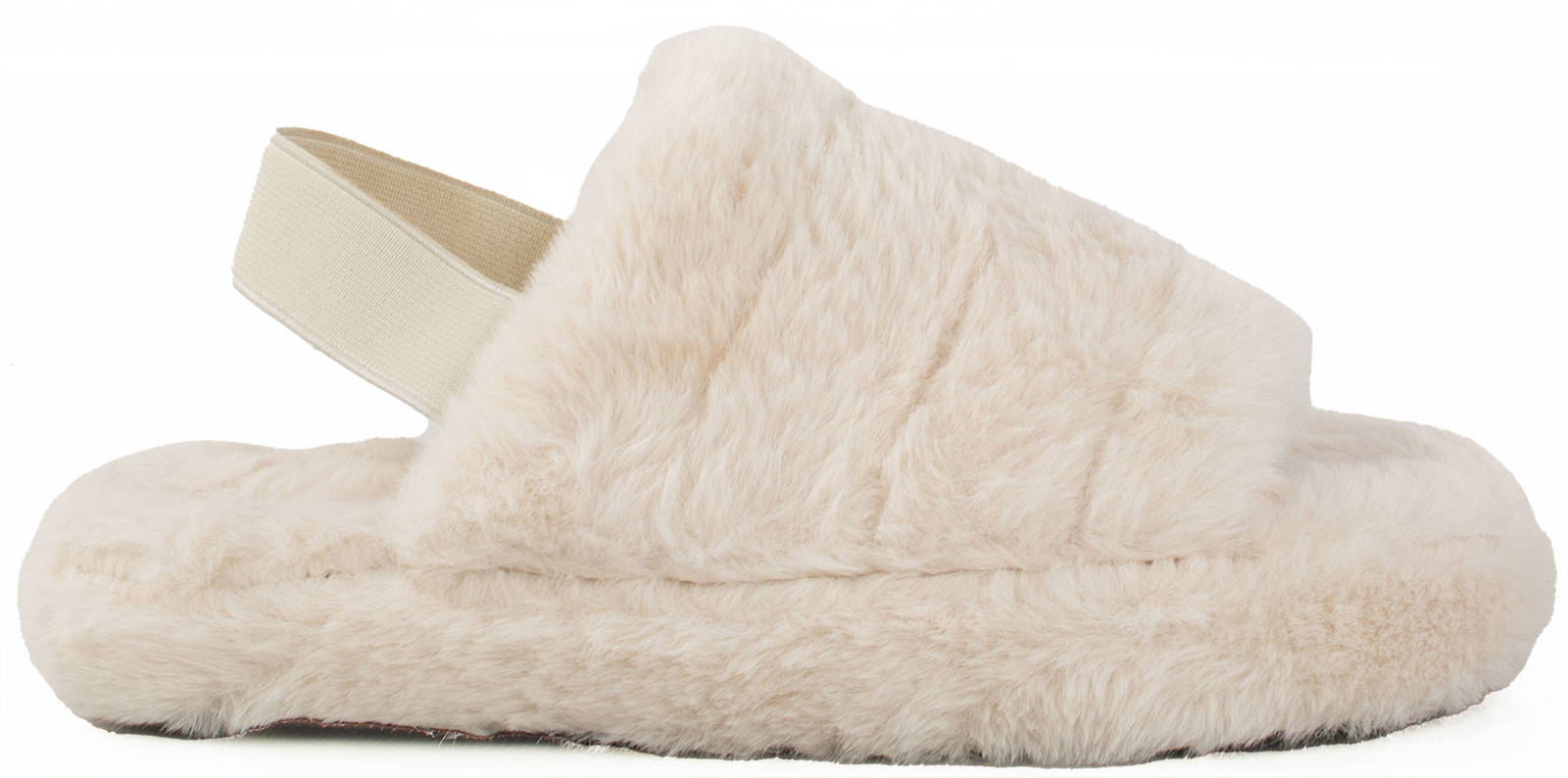 

6752 Beżowe Kapcie Klapki Z Gumką Futerkowe 39