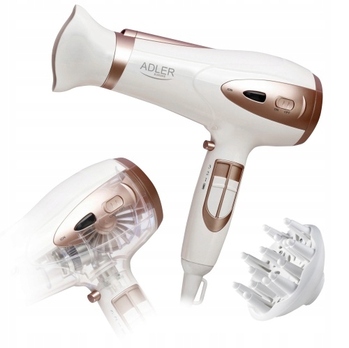 Suszarka Do Włosów z Dyfuzorem Jonizacja Mocna Profesjonalna 2400W Ad 2248