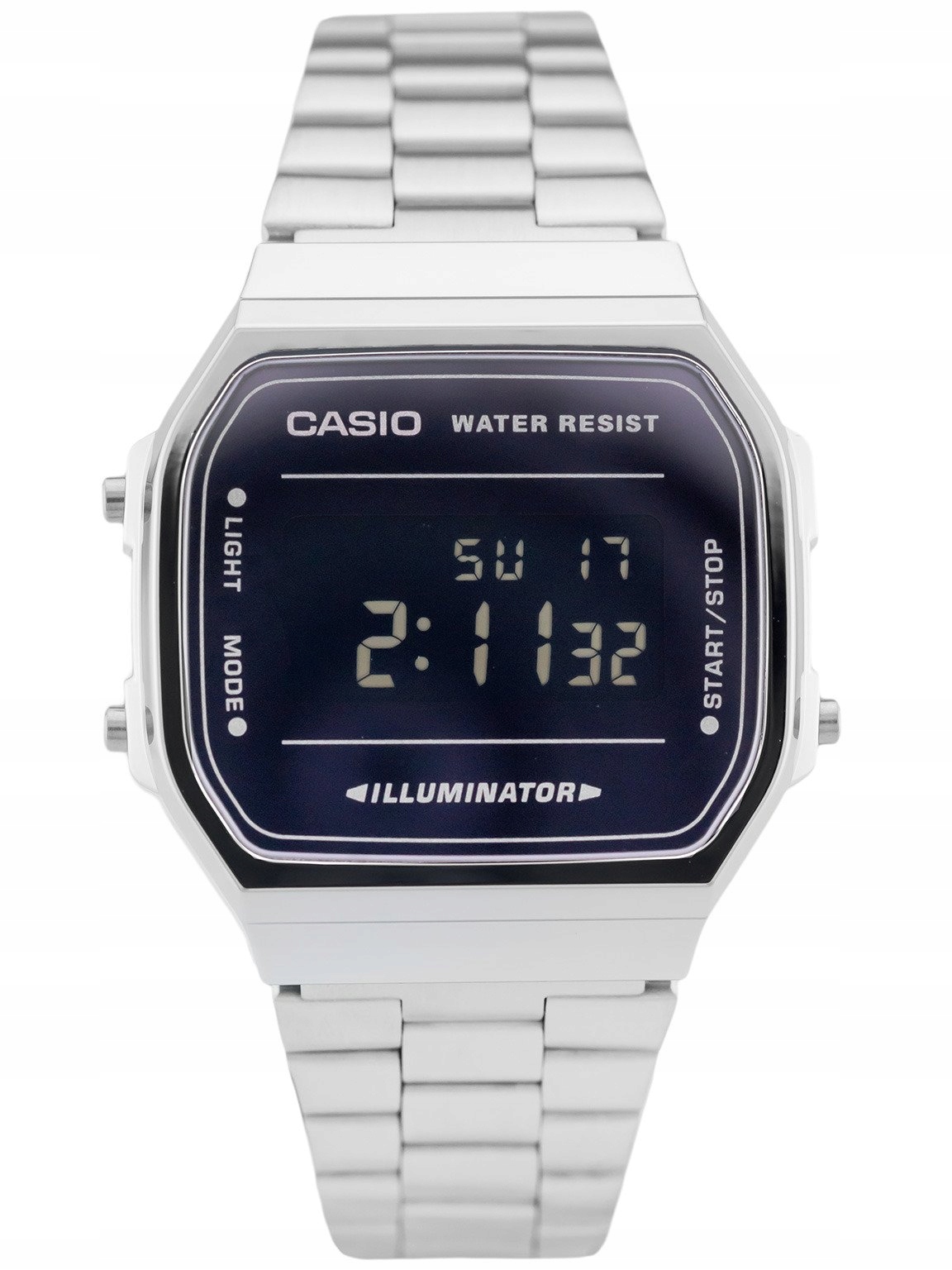 Stříbrné hodinky Casio Vintage A168WEM-1EF se stopkami