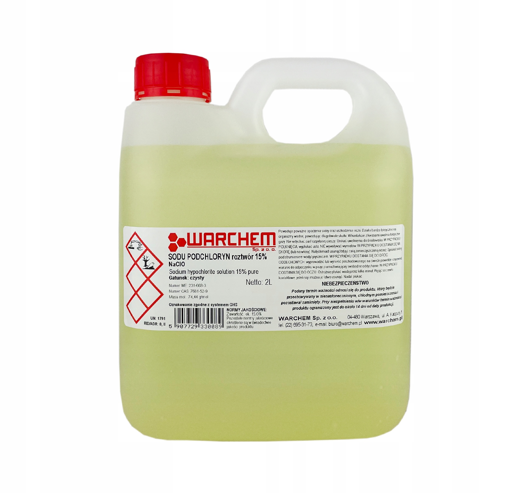 

Podchloryn Sodu roztwór 15% czysty 2L