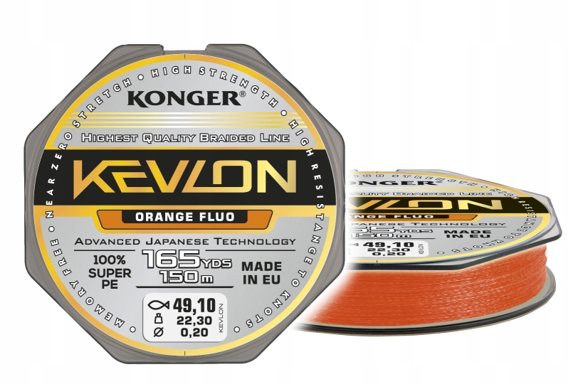Plecionka Kevlon Orange Fluo X4 0,16mm/150m